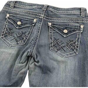 Paisley Sky Women Bootcut Blue Jeans 10 Stretch Flap Pockets Low Rise Light Wash